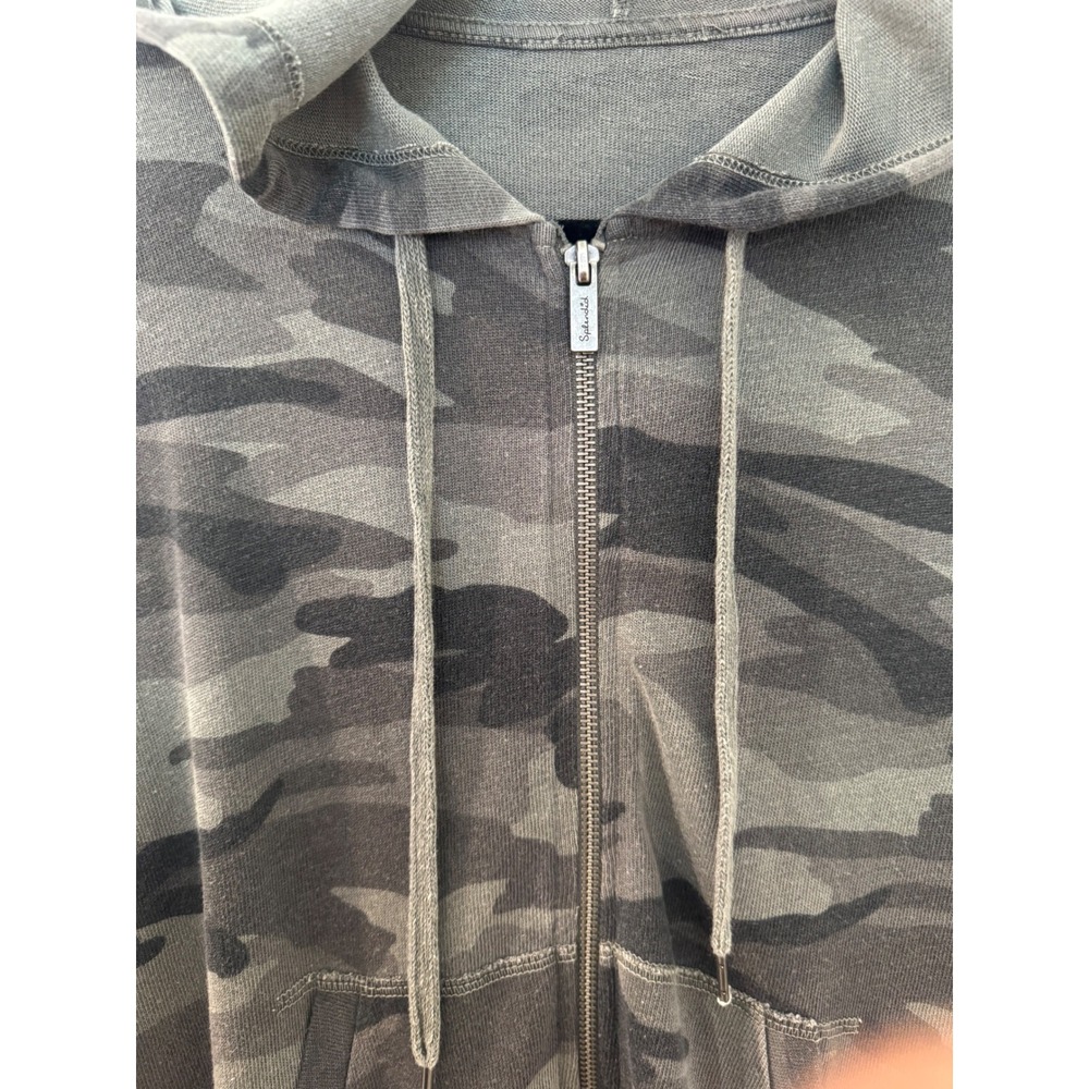 Splendid Womens super soft Camo Zip Up Hoodie grey/green faded Camouflage XS - Picture 5 of 10